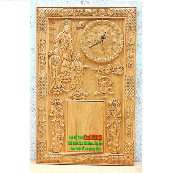 Đồng hồ tranh gỗ treo tường MẪU Phúc Lộc Thọ GOGO14-PLT