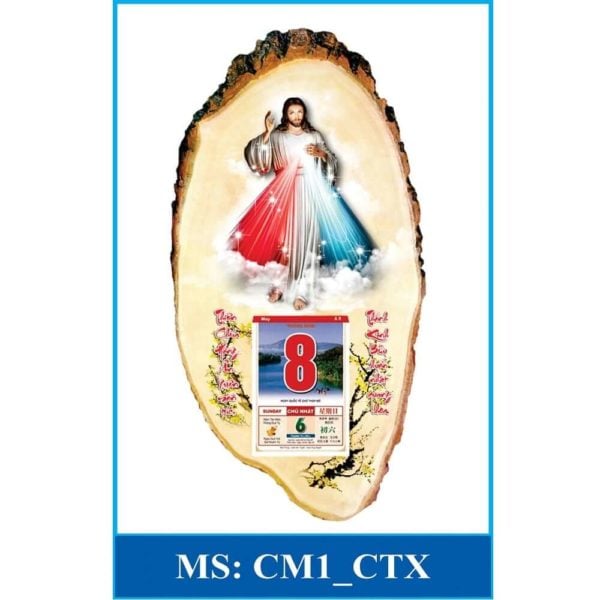 Lịch gỗ 3D công giáo giá rẻ MẪU Chúa Thương Xót CTX-CM1