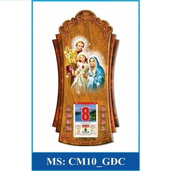 Lịch gỗ 3D công giáo giá rẻ MẪU Gia Đình Chúa GDC-CM10