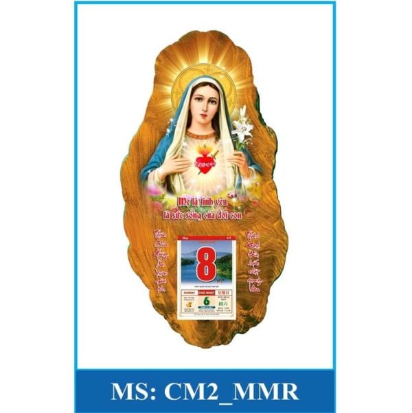 Lịch gỗ công giáo 3D cao cấp MẪU Mẹ Maria MMR-CM2