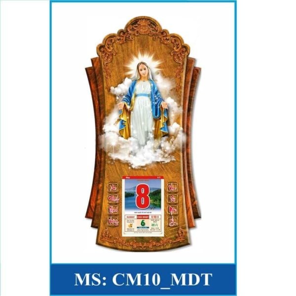 Lịch gỗ giá rẻ 3D công giáo MẪU Mẹ Đồng Trinh MDT-CM10