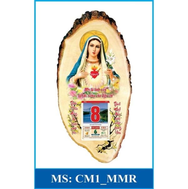 Lịch gỗ giá rẻ 3D công giáo MẪU Mẹ Maria MMR-CM1
