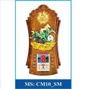 Lịch gỗ phong thủy 3D cao cấp MẪU Song Mã Ngọc SMN-CM10